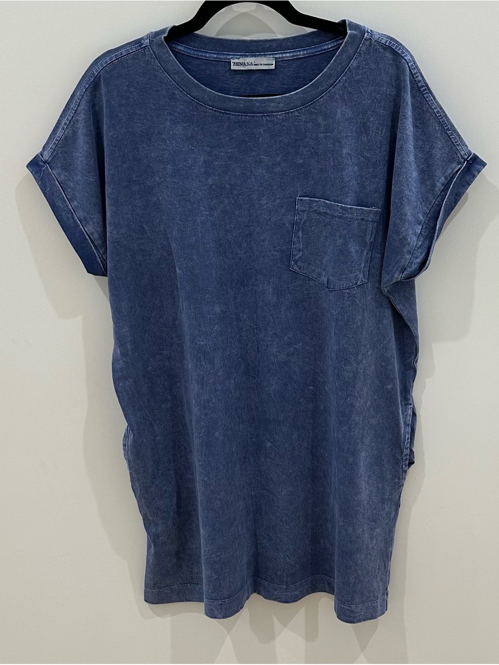 NWOT Zenana Halo Snow Washed Cotton T-Shirt Dress Size L